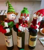 Decorazioni natalizie per la decorazione domestica Borsa copri bottiglia di vino di Babbo Natale Decorazioni per la tavola di Natale Coperture per bottiglie di vino