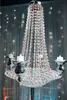 5 huvuden Sliver Iron Candelabra Flower Stand, Tall Crystal Candlesticks för dekoration