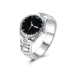 Wysoka jakość! Plasted 925 Srebrny obietnica Pierścień Modny zegarek kształt Pierścienie cyrkonowe Plane dla mężczyzny Kobiet Rozmiar US6-11
