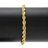 Bracciale Hip Hop placcato oro argento Articoli alla moda Catena a corda da 6,5 mm 22 cm per gioielli da uomo