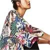 Нимфа 2017 новая мода тропический дело женщины куртка лето новый цветок печати кимоно куртка пальто свободные Batwing рукавом повседневная топы