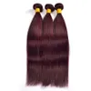 Grad 9a Brasilianska Burgundy Hair Extensions # 99J Vinröd 3Bunderna Brasilianska Silky Straight Burgundy Röd Human Hair Weaves DHL Gratis