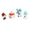 Partihandel-4pcs / set Mini Resin Church Castle Windmill Shed Cabin House Fairy Garden Miniature Craft Micro Cottage Landskapsdekoration