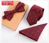 Neckties bow tie Handkerchief Three sets with Box packaging 27 colors stripe NeckTie For Men's Father's day Christmas gifts Free TNT Fedex