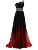 2017 Sexig One-Shoulder Beading A-Line Prom Klänningar Med Sequin Chiffon Lace Up Golvlängd Plus Storlek Kväll Formell Party Gown BP06