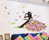 Flower Girl Butterfly Home Decal Fairies Wall Stickers Bedroom Sofa Background Decor Girls Lady room window DIY art216S