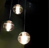 ثريات زجاجية كريستالية حديثة LED أضواء متدلية للسلالم مول مزدوج لقاعة الفندق مع لمبات G4 قابلة للتعتيم لإضاءة السقف ذاتية الصنع