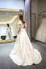 Hot Sale Two Pieces Jumpsuits Wedding Dresses A Line Off The Shoulder With Pants Bridal Gowns Sweep Train Satin Overskirt Vestido De Novia