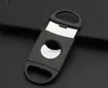 Pocket Plastic Stainless Steel Double Blades Cigar Cutter Knife Scissors Tobacco Black New Free shipping wholesale