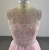 Pink Party Curto Tulle Vestidos Pescoço da colher cristal frisada Mini Party Dress Prom Luxo Vestido de festa