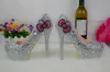 Kitty Silver Rhinestone Bridal Wedding Shoes Graudation Party Prom High Heel Shoes Formal Dress Pumps Plus Size