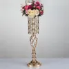 Metall gyllene ljushållare ihåliga bröllopsbordet Candelabra centrumpiece blomma rack väg ledning heminredning 10 st / parti