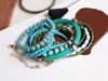 Beaded Strands Ocean Blue Bracelet Beads Style Multilayer Bracelets Bangle