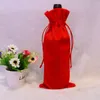 Eco Friendly 12Pieces Red Wine Bottle Cover Bags Decorazioni per la tavola della cena di Natale Decorazioni per feste a casa Babbo Natale