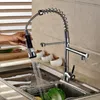 Nowoczesny Chrome Mosiądz Spring Kitchen Kitchen Caucet Swivel Spout Mikser Stuknij Deck Mount