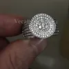 Rings Vecalon Canale Impostazione Donne da donna Ring 240pcs Diamond Cz 925 Sterling Silver Couple Engagement Ring Regalo