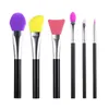 6st Silikonborstar Unik sminkborste Färgrik Silikonmask Ögonbryn Eyeliner Lip Borstar Sätta Kosmetiska Makeup Brush Tool Kit DHL Gratis