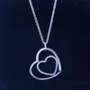 Más reciente collares colgantes 925 joyería de plata esterlina corazón a corazón pavimenta CZ choker collar para las mujeres diy joyería de moda diy fabricación
