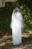 Peçe Stokta Yeni Tasarımcı İki Katmanlı Beyaz Fildişi Şampanya Düğün Valtz Uzunluk Pencil Kenar Gelin Peçe