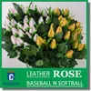 Baseball Roses-single long stem leather roses - Baseball Wedding Theme