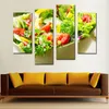 4 Panels Gemüse Leinwand Gemälde Wandkunst Malerei Salat Mit Verschiedenen Gemüse Und Obst Bild Druck Auf Leinwand Lebensmittel für Wohnkultur