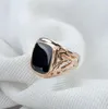 Nouvelle marque vente chaude classique hommes bague en or 18 carats plaqué bijoux de mode bague noire homme livraison gratuite