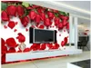 3D Wandmalereien Tapeten Schöne romantische Liebe rote Rose Blütenblatt TV Hintergrund Wand 3d Natur Tapeten