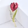 Elegante tulpe blume brosche kristall kostüm schmuck kleidung zubehör schmuck broschen für frauen geschenk hochzeit