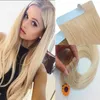 PU Seamless Skin Tape In Weft Remy Human Hair Extensions Straight # 60 Platinum Blond Kvinnor Stil 16-20inches 20st