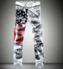 MooseJeans Herren-Hose mit amerikanischer Flagge und Sternen, gerade, schmale Passform, Stretch