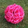 Hot 25 CM 10 Inch Artificial White Rose Silk Flower Kissing Balls Hanging Ball For Christmas Ornaments Wedding Party Decorations Supplies