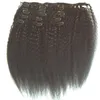 Peruvian 120g Kinky Straight 4b 4c Clip In Natural Färg Människa Hårklämma i hårförlängningar 7st / set 8-40INCH I lager