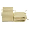 6.5 * 8.5cm二重層ハイクナンリティ天然リネン巾着バッグ宝石袋ジュートバッグ黄麻布の袋パッケージバッグギフトヘシアンバッグ袋