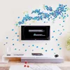 Cenário de TV em PVC Grande Flores de Ameixa Azul Adesivos de Parede Quarto Sala de estar Sofá Pano de Fundo Decoração de Casa Removível 4389262