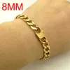 100% Stainless Steel Bracelet Men Retro Jewelry 18K Gold Chain T and CO Curb Cuban 6/8/12 mm Width 8" Inches Waterproof