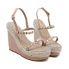 2012 Chic Summer Beige Color Straw Woven Wedge Sandal Platform Heels Pink White Black Beige 2018 Size 34 To 40