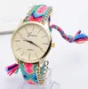 Geneva Handmade Braid Bracelet Watches Colorful Quartz Casual Wristwatch Cloth Woven Watch Gold Watches for Women