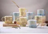 Jankng 450 ml Lovely Ceramic Coffee Mugs Cup Heavy Hand Paffed Coffee Mug Travel Mug Cup Birthday Present Tea Cup Elegance Milk MUG217S