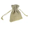 Jute Gfit Sacs beaucoup taille Jute Sack Logo Personnalisé Vintage Bijoux Cordon Pochettes Emballage cas de faveur De Mariage titulaire