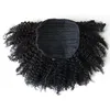 Pretty girl's jet black 3c 4b kinky curly afro ponytail human hair extensions Clip drawstring african american pony tail hairpieces
