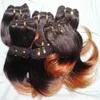 옴브 브라운 머리 7pcs / lot 말레이시아 물결 모양의 머리카락 사랑스러운 색상의 새 머리카락