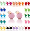 Factory direct sale 18 colors zircon earring stud DFMTE8,wholesale candy colored double sided round ball earrings luscious for women jewelry