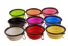 Portable Collapsible Pet Dog Cat Feeding Bowls with buckle Compact Outdoor Travel Silicone Feeder wholesale free shipping