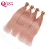 Tejidos Dreaming Queen Hair Sólido Rosa Ombre Brasileño Recto Virginal Paquetes de armadura de cabello humano Peachy R Extensiones de cabello 3 paquetes Sh gratis