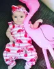 かわいい赤ちゃんのローマのフラミンゴプリント子供服夏生まれたばかりの赤ちゃんリンゴのジャンプスーツの綿のノースリーブの赤ちゃんoneieワンピース衣装