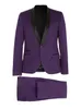 Novos smoking roxos para homens com lapela de cetim preto mens mesmo smoking para o noivo jantar pop homens ternos jaqueta blazer (jaqueta + calça + gravata)