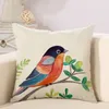 Handmålning Fåglar Kuddar täcker Kudde Bird Tree Cushion Cover Soffa Couch Throw Decorative Linen Cotton Pillow Case Presen8045572