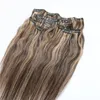 7 pièces 120g Piano Couleur Extensions de Cheveux Humains Clip en Ombre Deux Tons 2 # Brun à 27 # Blonde Faits Saillants Whole241y