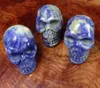 Schlussverkauf! Totenkopf-Halskette – Lapislazuli geschnitzter Edelstein-Anhänger, roher blauer Helaing-Edelstein, Reiki-Kristallstein, kostenloser Versand