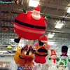 Julprydnader 3m Store Hängande Fett Santa Ball Uppblåsbara Santa med pingviner